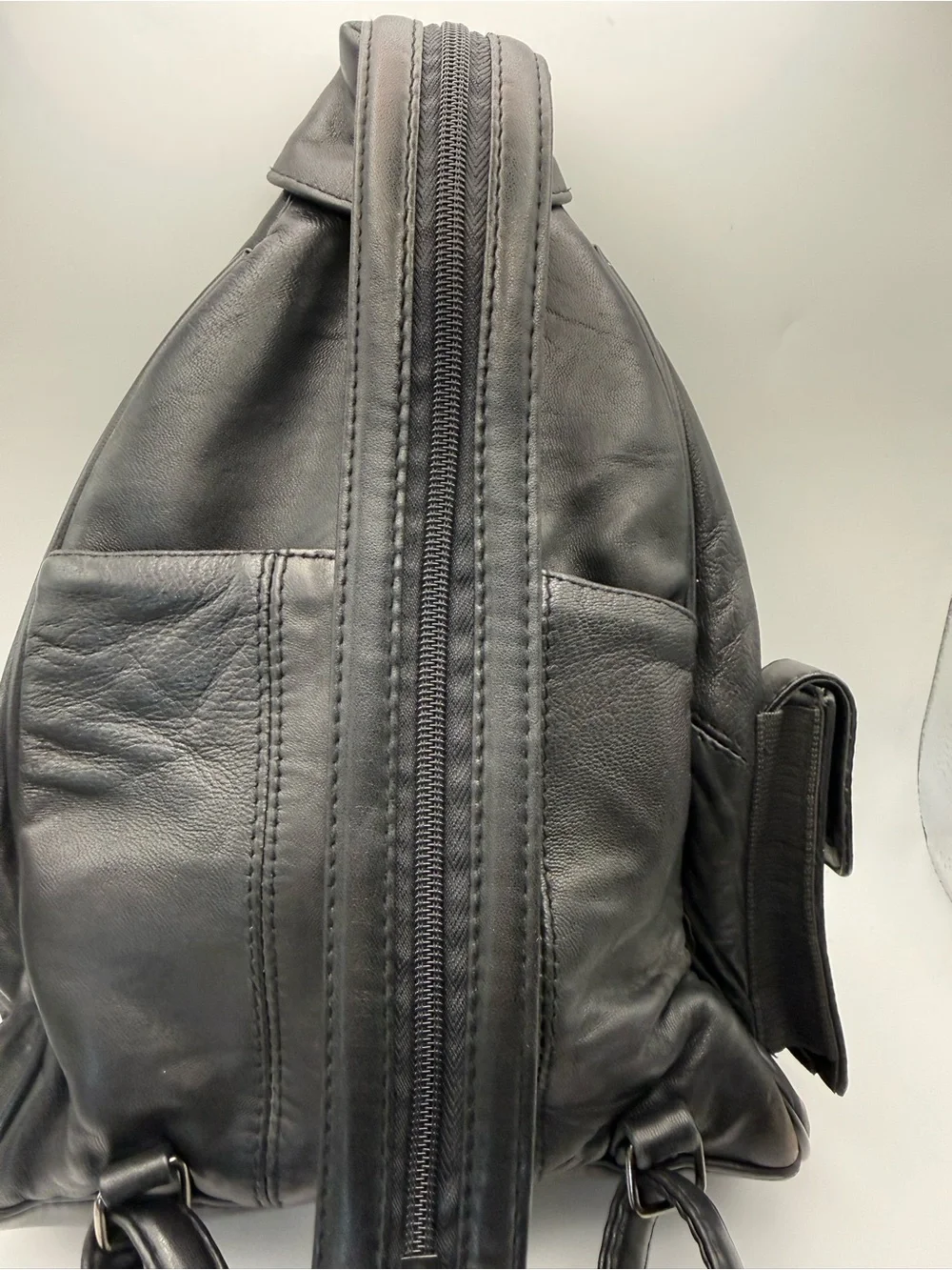 Black Leather Cross Accent Sling Bag / Backpack